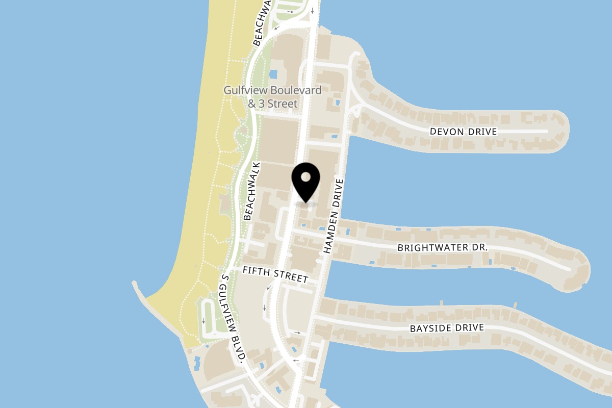 Map showing the location of King's Pizza & Grill on 325 Coronado Dr in Clearwater Beach